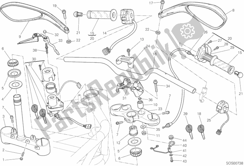 All parts for the Handlebar of the Ducati Monster 796 ABS Thai Special Thailand 2015